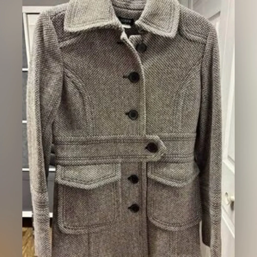 J. Crew Women's Gray Tweed Pea Coat - Picture 1 of 5